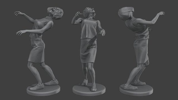 gündelik kadın zombi cz4 0005 3d Yazdır model figürinler şekil minyatür heykel adam Ordu erkek yolsuzluk kıyamet canavar insanlar Gıda beyin kız Elvis cadılar bayramı kafatası 3d print model - Mito3D