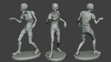 gündelik zombi kadın cz1 0003 minyatür Ordu Amerikan adam erkek şekil heykel yolsuzluk kıyamet insanlar Gıda beyin İçmek Elvis Presley köle 3d print model - Mito3D