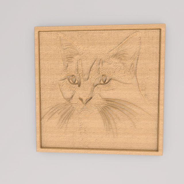 kedi Öz boyama duvar Sanat apwa3d7 dekor hayvan 3d doku minimalist heykel Rahatlama 2d dekorasyon 3D print model - Mito3D