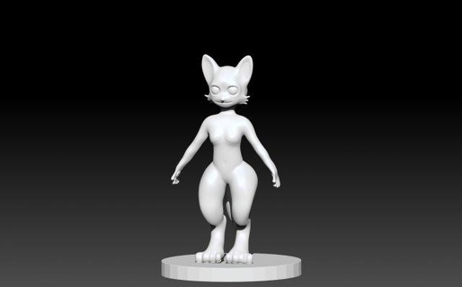 chat anthro base modèle libre jouets anthropomorphe animal fourrure 3d print model - Mito3D