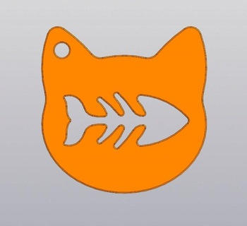 Katze Fisch Skelett Schlüsselbund frei Dekor Kitty Kätzchen Tier Haustier Charme Anhänger Schmuckstück Gräten 3d print model - Mito3D