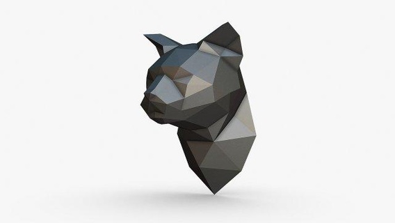 kedi baş hayvanlar 3dprinted Sanat hediye Yazdır düşük poli 3dprint hayvan dekor iç tasarım minyatürler heykel oyuncak 3d print model - Mito3D