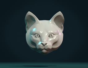 gato en la cabeza cat art de decoración animal anatomía 3d print model - Mito3D