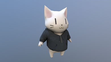 gatto kawaii 3d modello in cartone animato 3dexport carina anime carattere toon stilizzato 3d print model - Mito3D