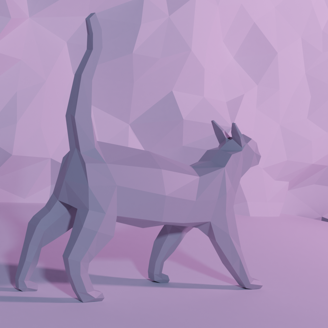 cat lowpoly free 3d print model in sculpture 3dexport poly cheap thebest art cute cartoon 3dprint 3dprinting stl obj high resolution gato buy 3D print model - Mito3D