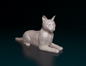 cat lying statue animal pets stl obj kitty printready 3d print model - Mito3D
