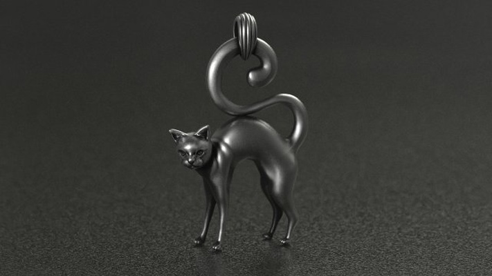 cat pendant 3d print model in pendants 3dexport jewel jewellery animal jewelry necklaces cat-pendant cat-pendant-stl fashion fashion-and-beauty gold silver gold-necklace kitty cat-lovers cat-love cat-gift 3d print model - Mito3D