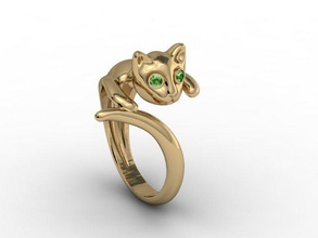 gato anillo 3d impresión modelo in anillos 3dexport animal gatos abrazar detallado felino peludo joya joyería gatito land mammal mascota 3d print model - Mito3D