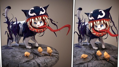 gato veneno 3d impressão zbrush esculpir estátua gatinha animal gatinho escultura 3d print model - Mito3D