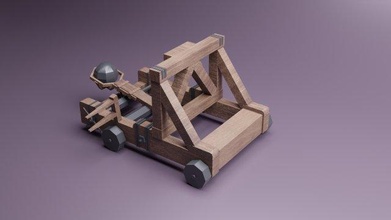catapult 3d model in construction 3dexport torsion medieval artillery gameready lowpoly siege military war army castle trebuchet ancient battle pbr architecture wood fantasy age 3d print model - Mito3D