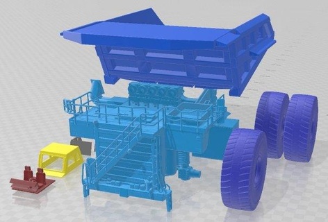 tırtıl çekmek kamyon 797b yazdırılabilir damperli otomotiv yuva ölçülü Tamiya rc miniz hobi mikro döküm 3d print model - Mito3D