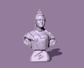 Catherine großartig Büste Statue Porträt Kaiserin Zahl Figur Frau Königin Jahrgang Krone Zarin Skulptur Geschichte historisch 3d print model - Mito3D