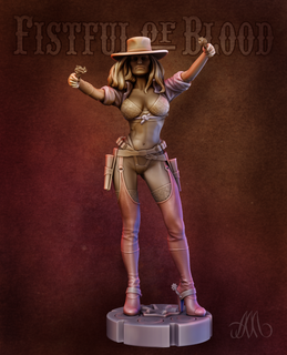 cathy nsfw pre-supported figurines comics pinup pin-up western girl woman female hair 3d print model - Mito3D