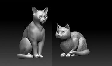 cats cat kitty pet sits lies animal print sculptures statue miniatures figurines