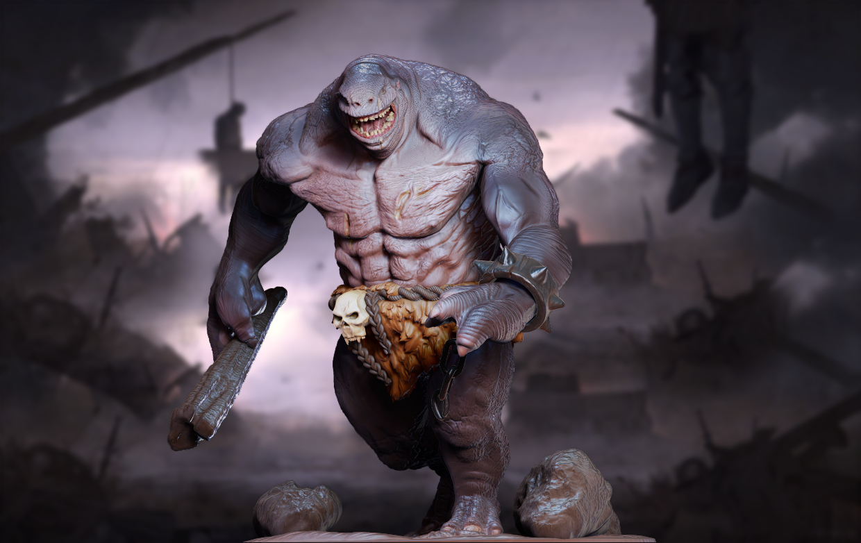 cave troll 3d print 1-4 scale model in figurines 3dexport statue art creature ogre toys collectibles miniatures fantasy fictional sculpture 3D print model - Mito3D