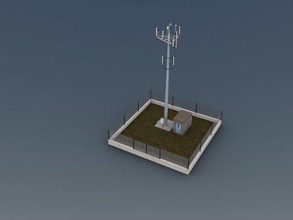 cell phone tower 3d model in environment 3dexport telecommunication repeater station cellphone telephone broadcast communication radio tv wtc fm antenna dish gsm logistics unity 3d print model - Mito3D