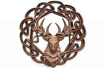 celtic deer cnc art artcam aspire relief 3d print model - Mito3D