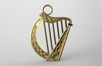 celtic harp pendant jewelry jewel music knot 3d print model - Mito3D