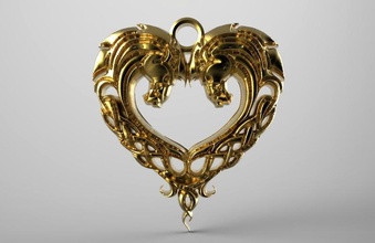 celtique cheval pendentif 2 cœur médiéval nœud fantaisie bijoux 3d print model - Mito3D