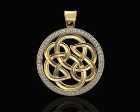 celtic knot pendant gems stl printable pendants gold silver platinum sterling fashion 3d women gem diamant brillant men diamond jewellry 3d print model - Mito3D