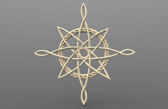 celtique Nord étoile cnc Soleil bois bas relief viking nœud art déco 3d print model - Mito3D