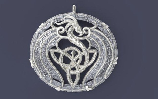 celtico pendente trixel Drago ciondoli gioielleria jewellerydesign designer gioielli cadjewelry 3djewellery modellazione oro argento diamanti stampabile moda 3design 3dcad 3d print model - Mito3D