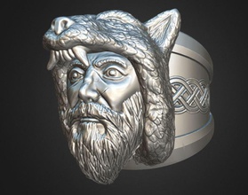 celta anel viking o celtic ferro de engomar prata xamã lobo obj stl 3dprintable 3d print model - Mito3D