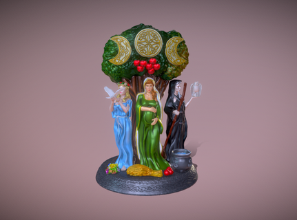 celtic triple goddess mother elder maiden sculpture old woman 3d print model - Mito3D