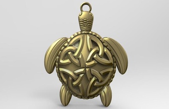 celtic turtle pendant jewelry jewel medieval art knot 3d print model - Mito3D