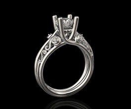 centeral stone ring 3d print model in rings 3dexport printable gold silver sterling platinum classic women femal gem gemstones diamond jewel jewellry 3d print model - Mito3D