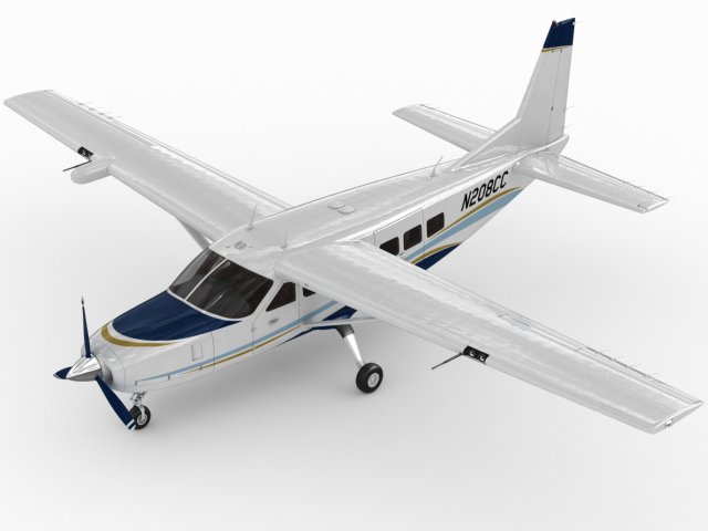 cessna 208 caravana 3d modelo in comercial 3dexport hélice single engined turbohélice short haul regional avión línea utilidad aeronave civil realista detallado mental rayo vray 3D print model - Mito3D