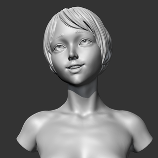 ch girl bust sculpture cute woman female face decor decoration character people human head portrait 3d print model - Mito3D
