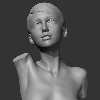 ch fille buste sculpture mignonne femme femelle visage décor décoration personnage Humain tête portrait 3d print model - Mito3D