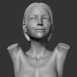 ch girl bust k sculpture cute woman female face decor decoration character people human head portrait 3d print model - Mito3D
