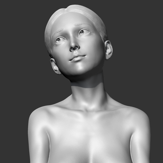 ch fille buste sculpture mignonne femme femelle visage décor décoration personnage Humain tête portrait 3d print model - Mito3D