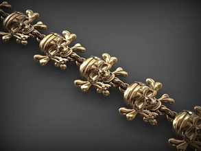 catena braccialetto 110 gioielleria braccialetti Catene collana collane oro argento stampabile santayork rinoceronte Fidanzamento moda lusso ornamento pirata pirati cranio 3d print model - Mito3D