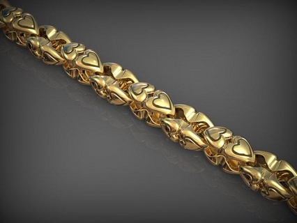 chain - bracelet 241 jewelry bracelets chains necklace necklaces gold silver jewellery printable santayork rhino wedding fashion luxury beauty love heart hearts 3d print model - Mito3D