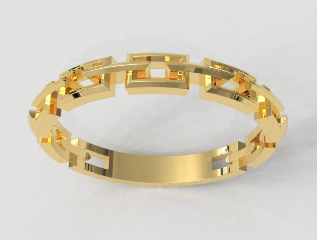 chaîne bague anneaux or bijoux paulorani branché mode moderne lien classique imprimable argent géométrique link ring chain geometric 3D print model - Mito3D