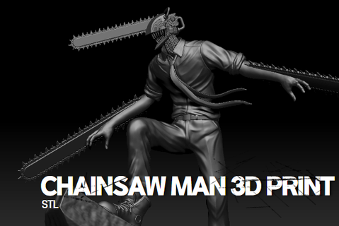 chainsawman 3d print model in man 3dexport zbrush anmation miniatures manga figurines anime 3dprint 3d print model - Mito3D