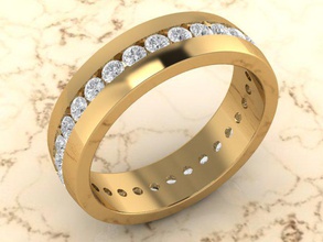chanel curva en forma de anillo la banda el diamante piedra joyería boda 3d print model - Mito3D