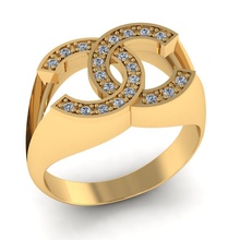 chanel logo ring diamanten 3d drucken modell ringe 3dexport schmuck geschenk wunderschönen jahrgang druckbar frauen juwel 3dm 3ds stl gold poligonal 3d print model - Mito3D