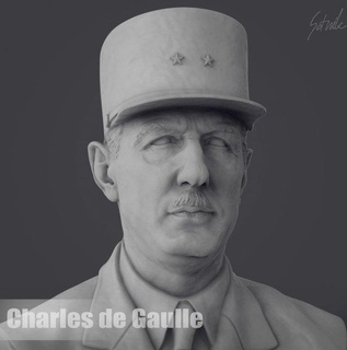 charles gaulle man france paris french military war wwii ww history general president minister bust printable 3dprint miniatures 3d print model - Mito3D