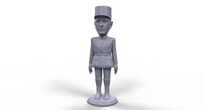 charles gaulle stylized high quality 3d printable miniature charles-de-gaulle french ww2 allied historical sculpture statue man human political president francais general uniform de-gaulle board-game tabletop 3d print model - Mito3D