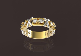 encantador anillo 3d impresión modelo in anillos 3dexport joyería joya platino oro compromiso plata imprimible brillante diamante libra esterlina lujo precioso vendimia amor 3d print model - Mito3D