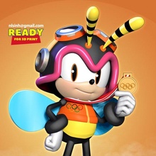 charmy bee wins gold medal at olympics 3d print model in animals 3dexport 3dprint 3dprinting statue figure figurine cartoon anime manga game character animal sport cute 3d print model - Mito3D