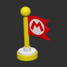 Kontrollpunkt Flagge Mario Super Brüder Bros Nintendo zbrush 3d Geschwindigkeit Spiel 3d print model - Mito3D