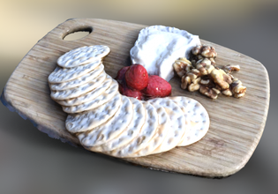 cheese board realistic bourgogne plate recap360 crackers delice delicious breakfast food tableware dinner biscuit baked lunch bread 3d print model - Mito3D