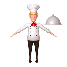 chefe cozinha desenho animado 02 utensílios cozinhando cozimento cozinhar Comida padaria domésticos fogão Bolinho restaurante muffin cozido café personagem homem prato 3d print model - Mito3D