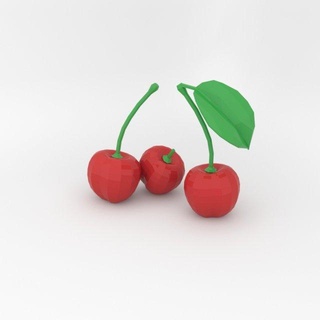 cherry low poly terrain fruit glossy lowpoly food summer 3d print model - Mito3D