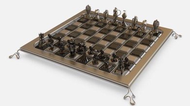 chess game 3d model in board games 3dexport chessboard chesspiece chessgame design pieces king queen bishop tower pawn knight chessdesign 3d print model - Mito3D